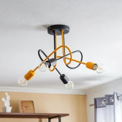 Cambridge loftlampe, 4 lyskilder, sort-orange^HELAM Online