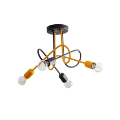 Cambridge loftlampe, 4 lyskilder, sort-orange^HELAM Online