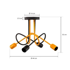 Cambridge loftlampe, 4 lyskilder, sort-orange^HELAM Online