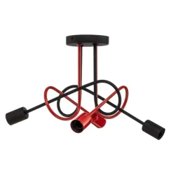 Børn HELAM Cambridge loftlampe, 4 lyskilder, sort-rød