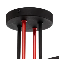 Børn HELAM Cambridge loftlampe, 4 lyskilder, sort-rød