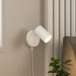 Deko-Light Væglamper|Væglamper>CAN TILT vægspot, hvid, Ø 10 cm, metal, afbryder, USB