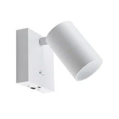 CAN TILT vægspot, hvid, 10 x 10 cm, metal, kontakt, USB^Deko-Light Discount