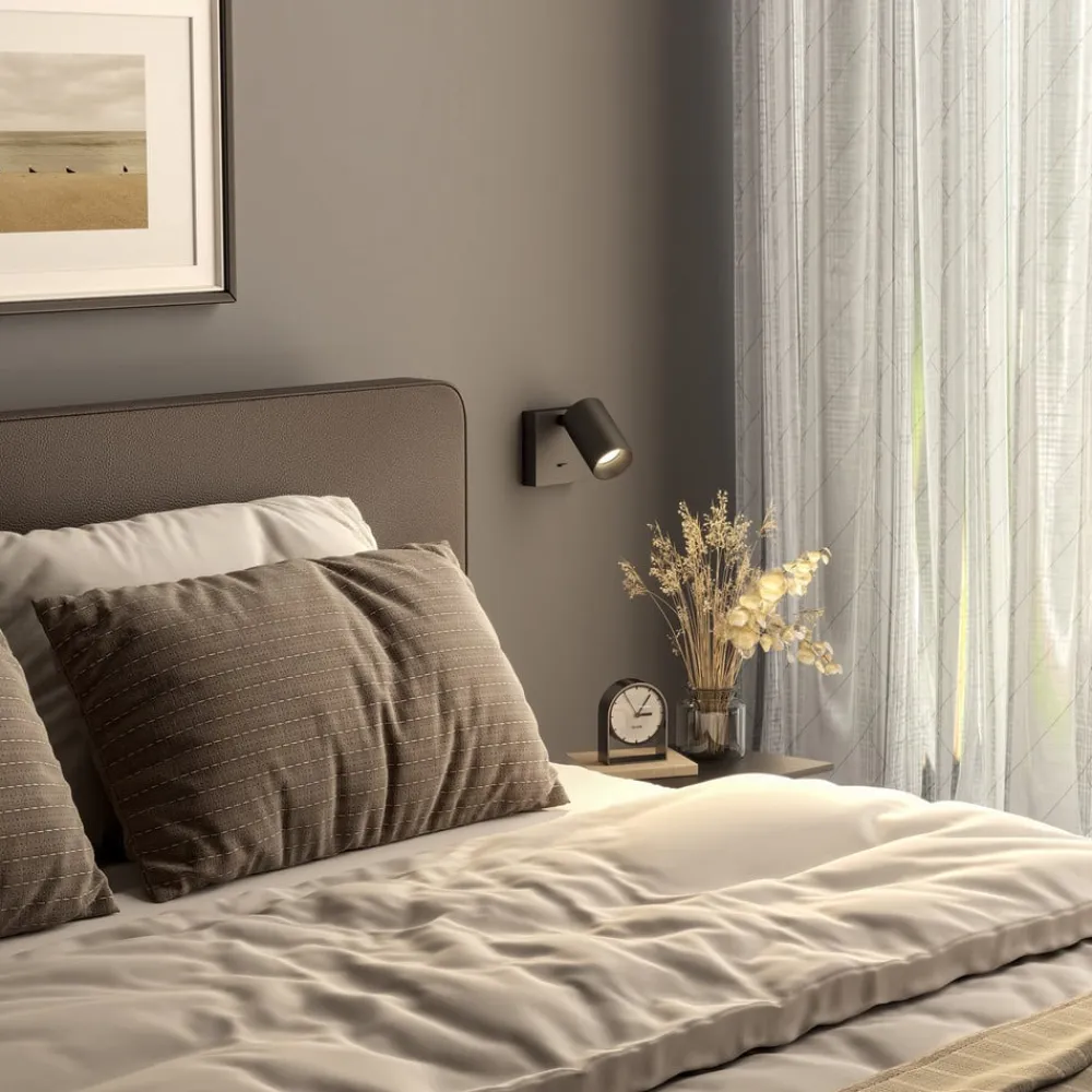 CAN TILT vægspot, sort, 10 x 10 cm, metal GU10 kontakt^Deko-Light