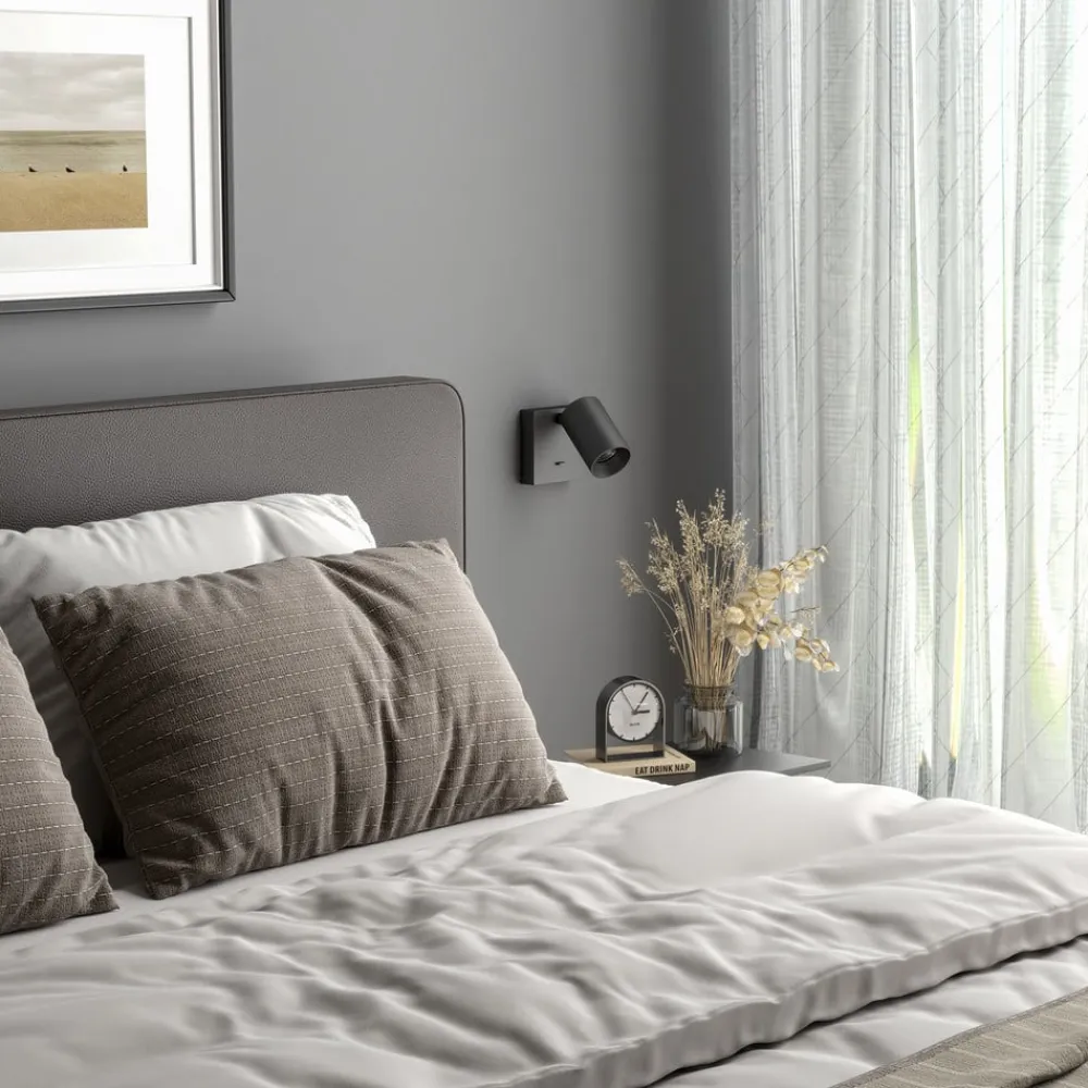 CAN TILT vægspot, sort, 10 x 10 cm, metal GU10 kontakt^Deko-Light