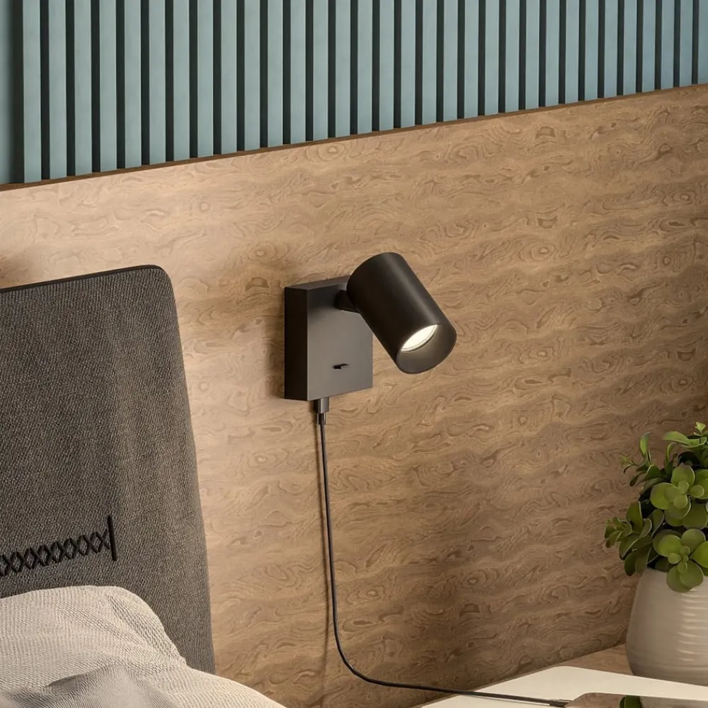 Deko-Light CAN TILT vægspot, sort, 10 x 10 cm, metal, USB-kontakt