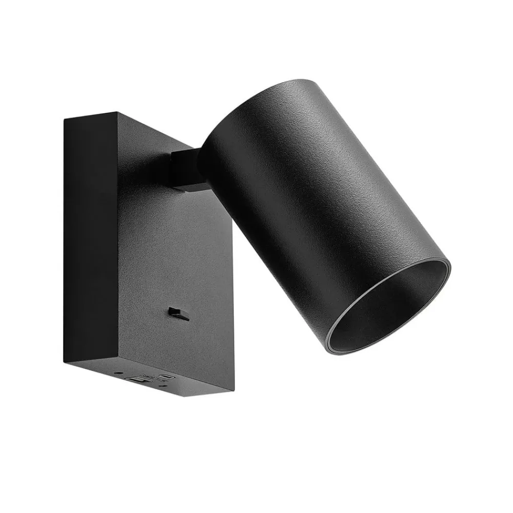 Deko-Light CAN TILT vægspot, sort, 10 x 10 cm, metal, USB-kontakt