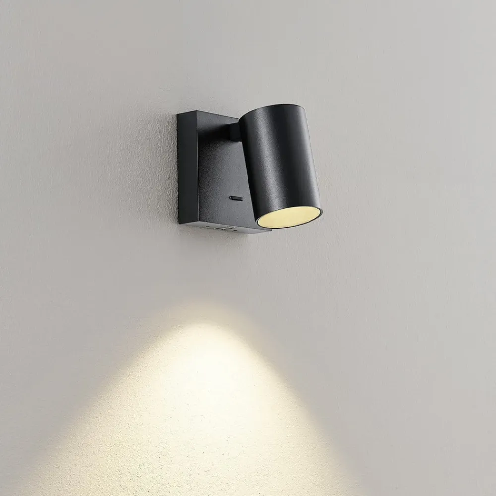 Deko-Light CAN TILT vægspot, sort, 10 x 10 cm, metal, USB-kontakt