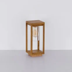 Candela sokkellampe i trælook, højde 35cm^Globo Clearance