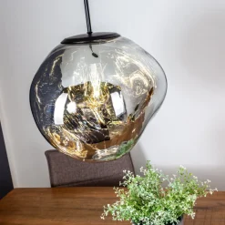 Canopus hængelampe, sølvfarvet, Ø 36 cm, glas, E27^Eco-Light Online