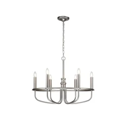 KICHLER Capitol Hill lysekrone, 6 lys, børstet nikkel