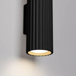 Carbon væglampe, sort, højde 20 cm, aluminium, 2 lyskilder.^SOLLUX LIGHTING Sale