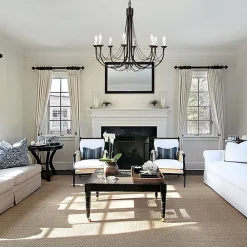 Elstead Carisbrooke lysekrone, sort, 8 lyskilder