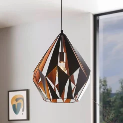 EGLO Pendellamper>Carlton pendel, sort/kobber, Ø 38,5 cm