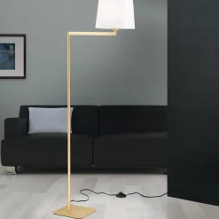 ORION Gulvlamper|Gulvlamper>Carlton tekstilgulvlampe, mat messing