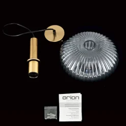 ORION Carneval pendellampe, antik messing/røggrå, Ø 25 cm, glas