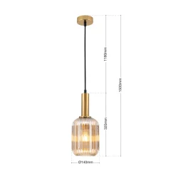 ORION Carneval pendellampe, antik messing/amber, Ø 14 cm, glas