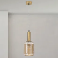 ORION Carneval pendellampe, antik messing/amber, Ø 14 cm, glas