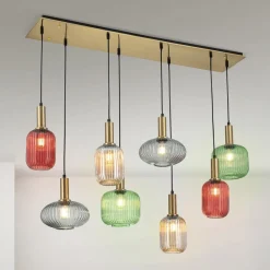 ORION Pendellamper>Carneval pendellampe, farverig, længde 140 cm, glas, 8 lyskilder.