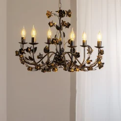 ONLI Lysekroner>Carolina lysekrone, bronzefarvet, 6 lyskilder, jern