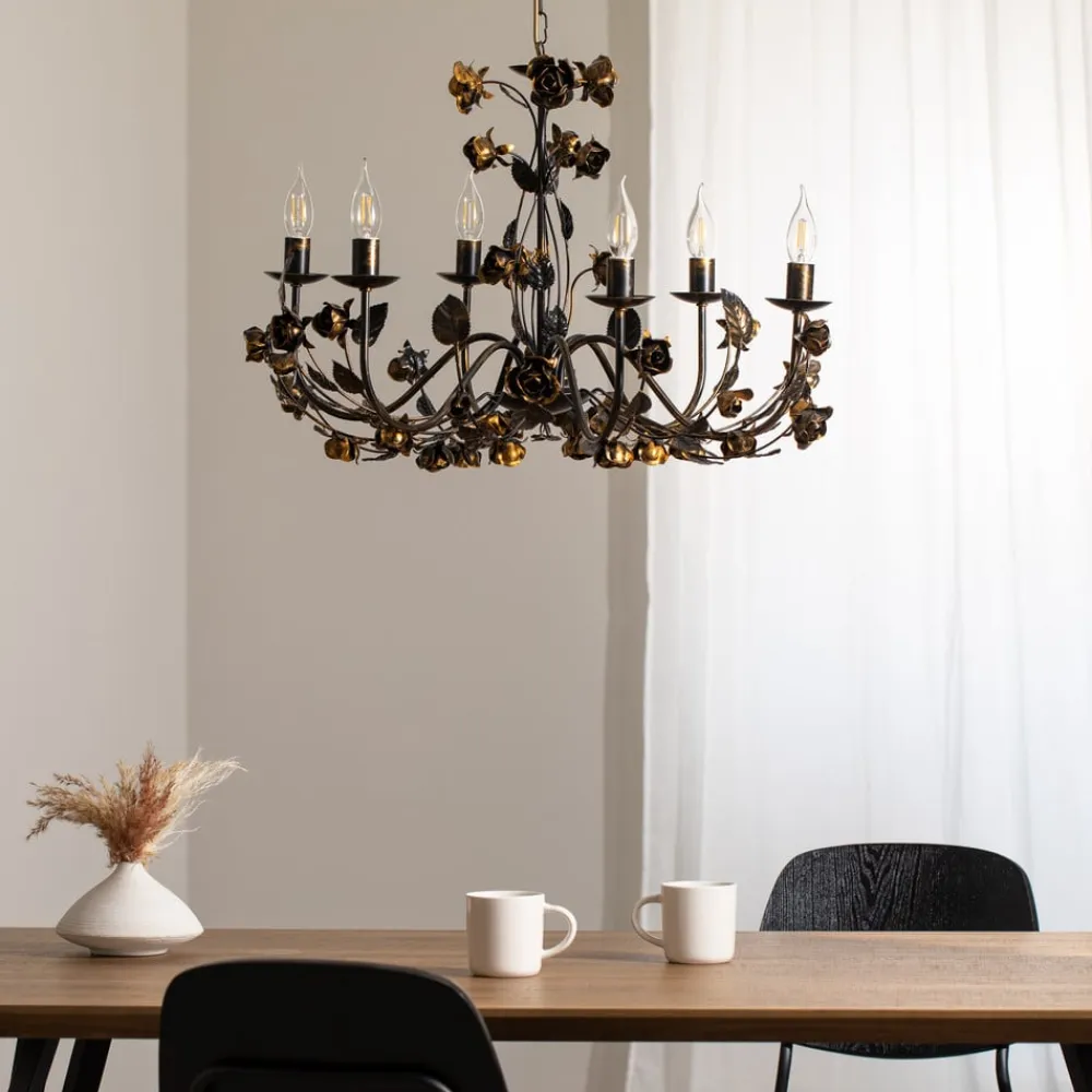 ONLI Lysekroner>Carolina lysekrone, bronzefarvet, 6 lyskilder, jern