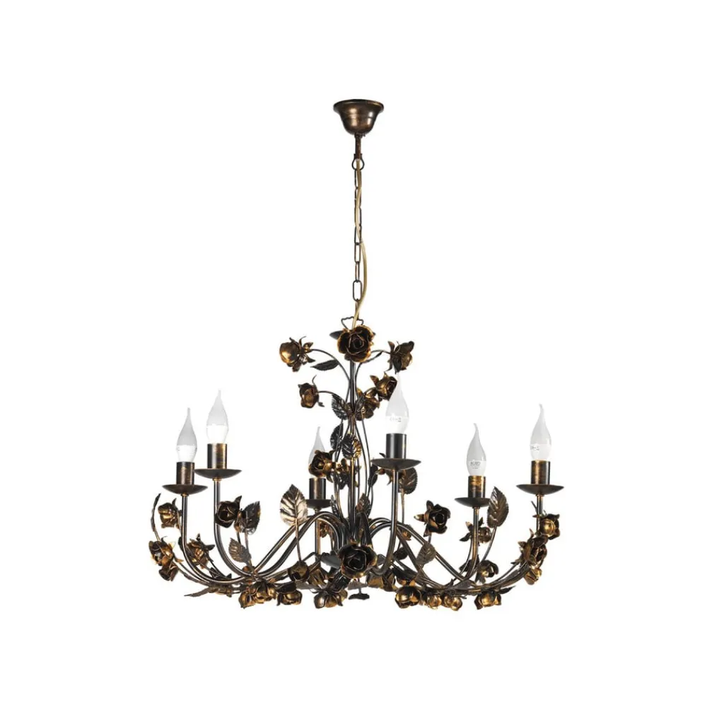 ONLI Lysekroner>Carolina lysekrone, bronzefarvet, 6 lyskilder, jern