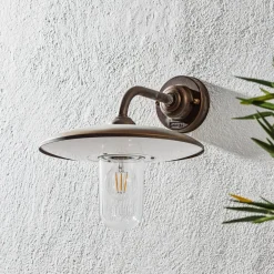 Moretti Luce Casale udendørs væglampe, antik kobber klart glas
