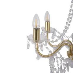 Cecilia lysekrone, guld, jern/akryl, Ø 52 cm, 5 lyskilder.^Näve Hot