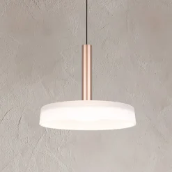 Trio Lighting Celeste LED-hængelampe, hvid/brun, Ø 22 cm, glas, dæmpbar