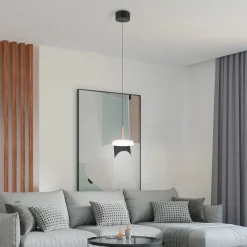 Trio Lighting Celeste LED-hængelampe, hvid/brun, Ø 22 cm, glas, dæmpbar