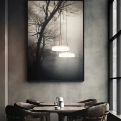 Trio Lighting Celeste LED-hængelampe, hvid/brun, Ø 22 cm, glas, dæmpbar