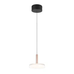 Trio Lighting Celeste LED-hængelampe, hvid/brun, Ø 22 cm, glas, dæmpbar