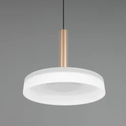 Trio Lighting Celeste LED-hængelampe, hvid/brun, Ø 22 cm, glas, dæmpbar