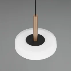 Trio Lighting Celeste LED-hængelampe, hvid/brun, Ø 22 cm, glas, dæmpbar