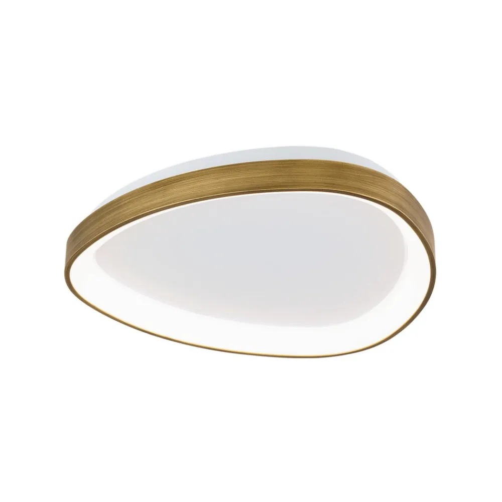 ORION Charlie loftlampe, Ø 45 cm, opalhvid, antik messingfarve