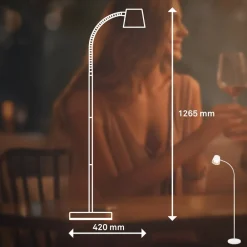 Briloner Cielo LED-gulvlampe, hvid, touchdæmper, USB-kabel