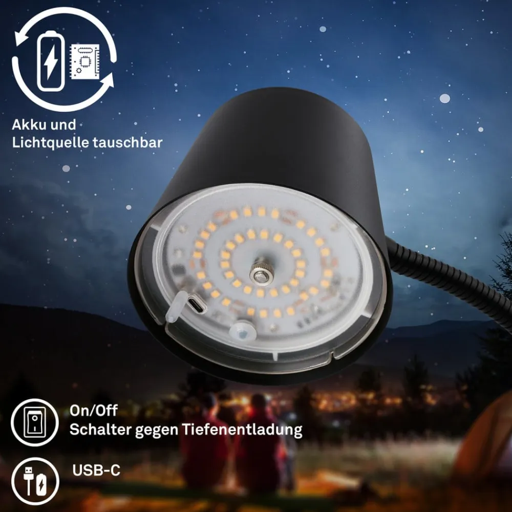 Briloner Gulvlamper|Gulvlamper>Cielo LED-gulvlampe, sort, touchdæmper, USB-kabel
