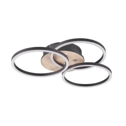 Reality Leuchten Circle LED-loftlampe 3 lysk fjernbetjening træ