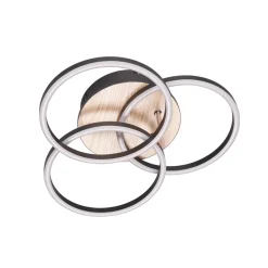 Reality Leuchten Circle LED-loftlampe 3 lysk fjernbetjening træ