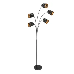 Clarke gulvlampe, sort/guld, 5 lyskilder^Globo Discount