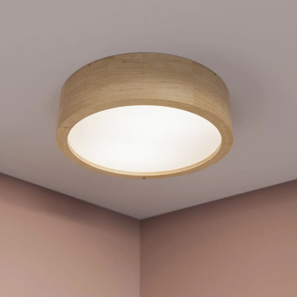 TEMAR LIGHTING Cleo loftlampe, Ø 28 cm, 2 lyskilder, egetræ, E27