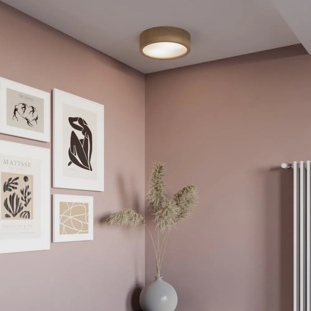 TEMAR LIGHTING Cleo loftlampe, Ø 28 cm, 2 lyskilder, egetræ, E27