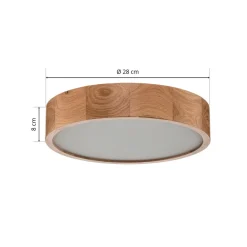 TEMAR LIGHTING Cleo loftlampe, Ø 28 cm, 2 lyskilder, egetræ, E27