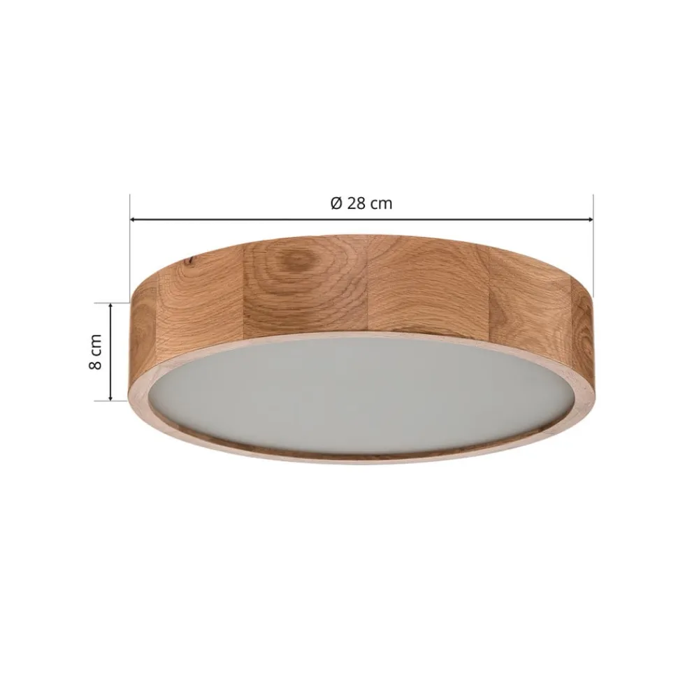 TEMAR LIGHTING Cleo loftlampe, Ø 28 cm, 2 lyskilder, egetræ, E27