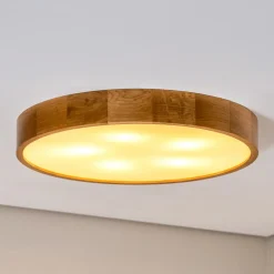 Cleo loftlampe, Ø 57,5 cm, 5 lyskilder, egetræ, E27^TEMAR LIGHTING Discount
