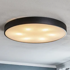 TEMAR LIGHTING Cleo loftlampe med glasdiffusor, sort, Ø 78 cm