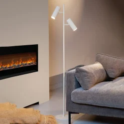 Lucide Club gulvlampe, justerbar, hvid, metal, 140 cm, GU10