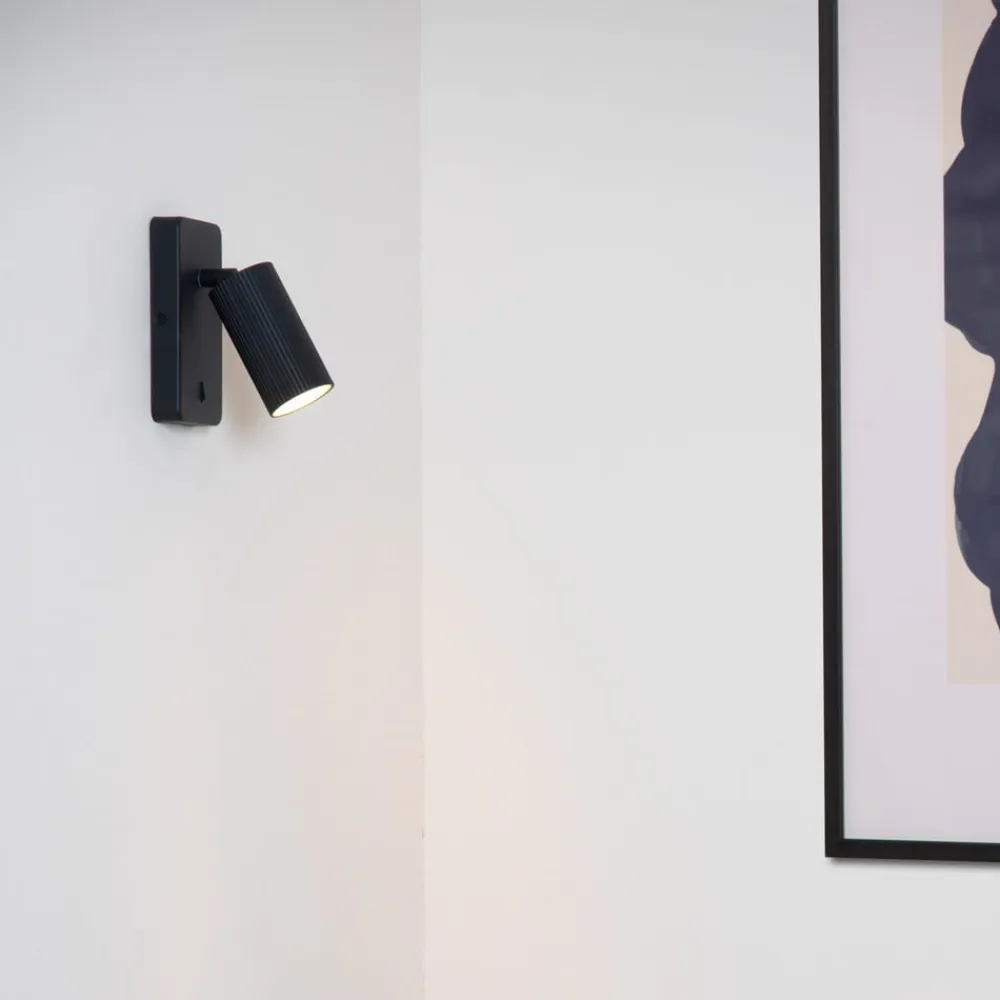 Clubs vægspot, 1 lyskilde, sort^Lucide New