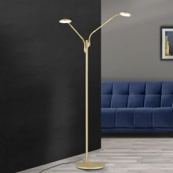 Cobra LED-gulvlampe, 2 lyskilder, mat messing^ORION Best