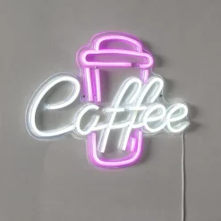 STAR TRADING Coffee LED-væglampe, pink/hvid, plexiglas, 40 x 30 cm USB